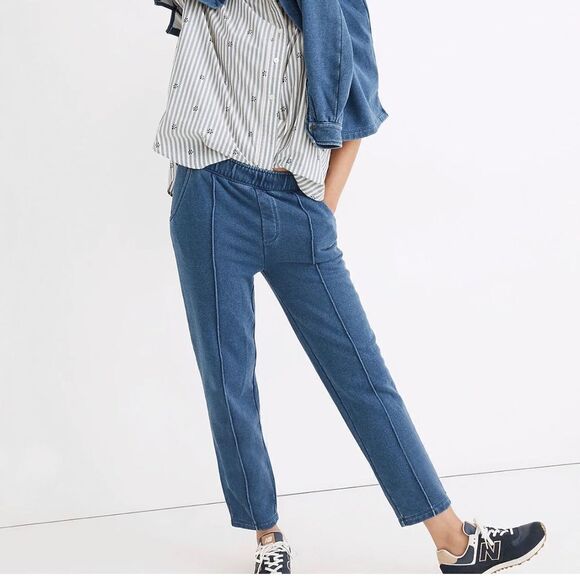 Madewell Indigo Terry Tapered Sweatpants Size Large NEW